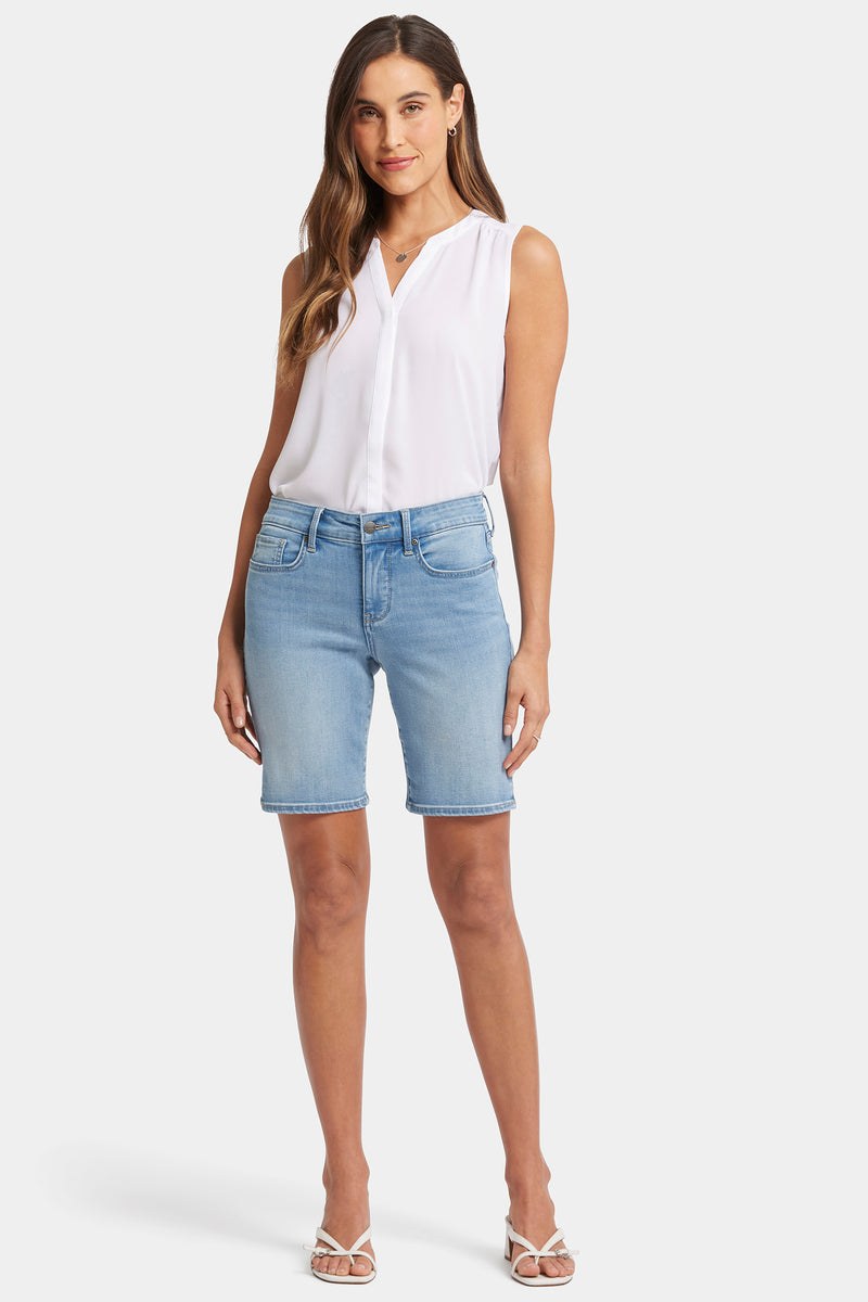 NYDJ Ella Denim Shorts With Side Slits - Blue Valley