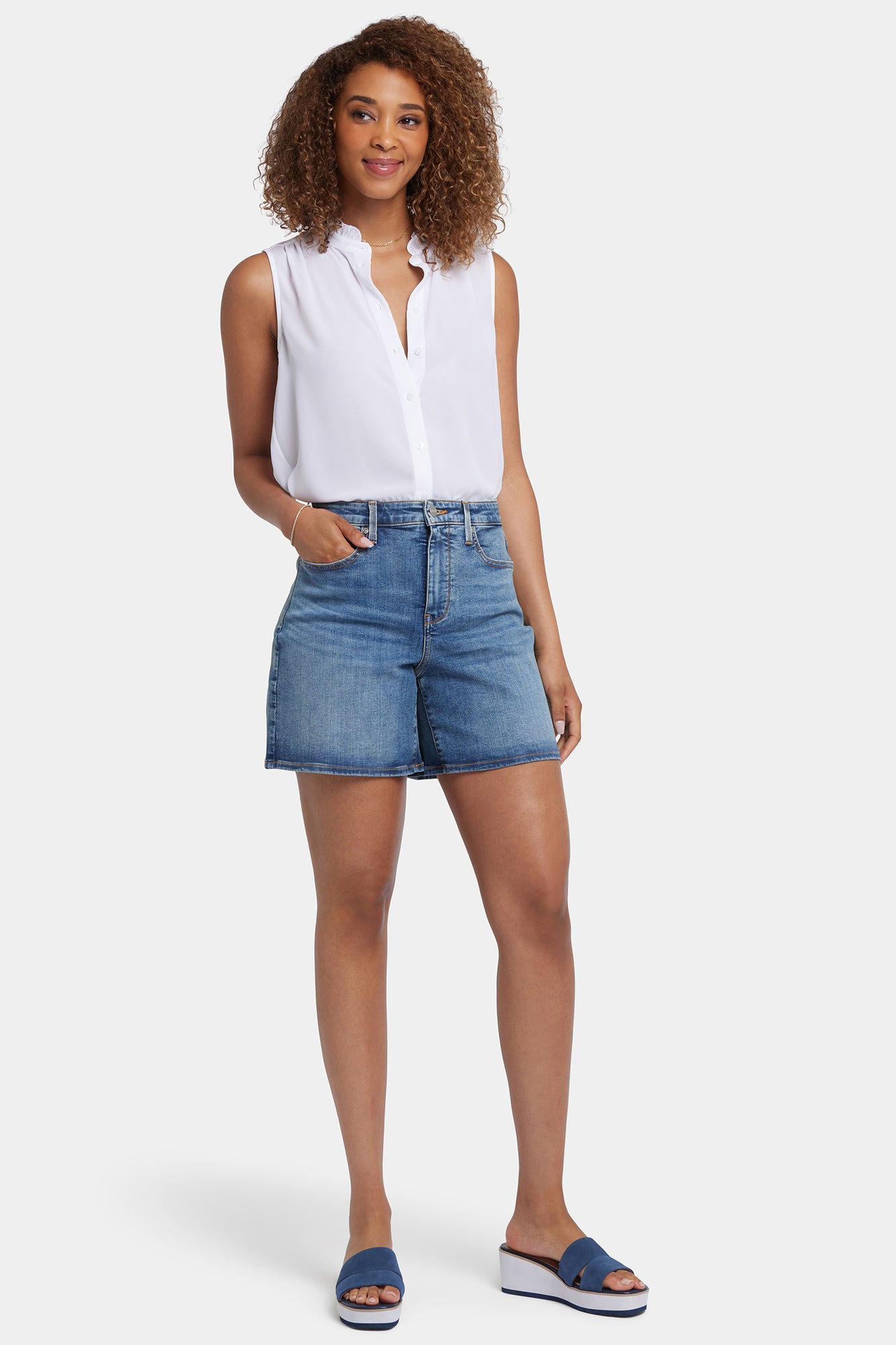 NYDJ Berkyn Relaxed Denim Shorts With Super High Rise - Majorca Bay