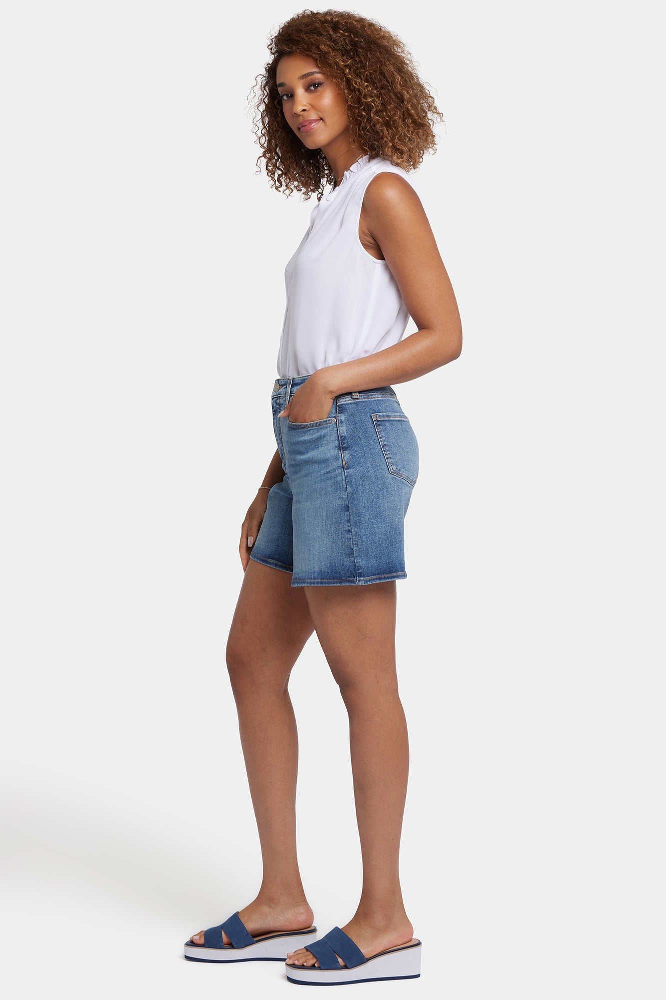 NYDJ Berkyn Relaxed Denim Shorts With Super High Rise - Majorca Bay