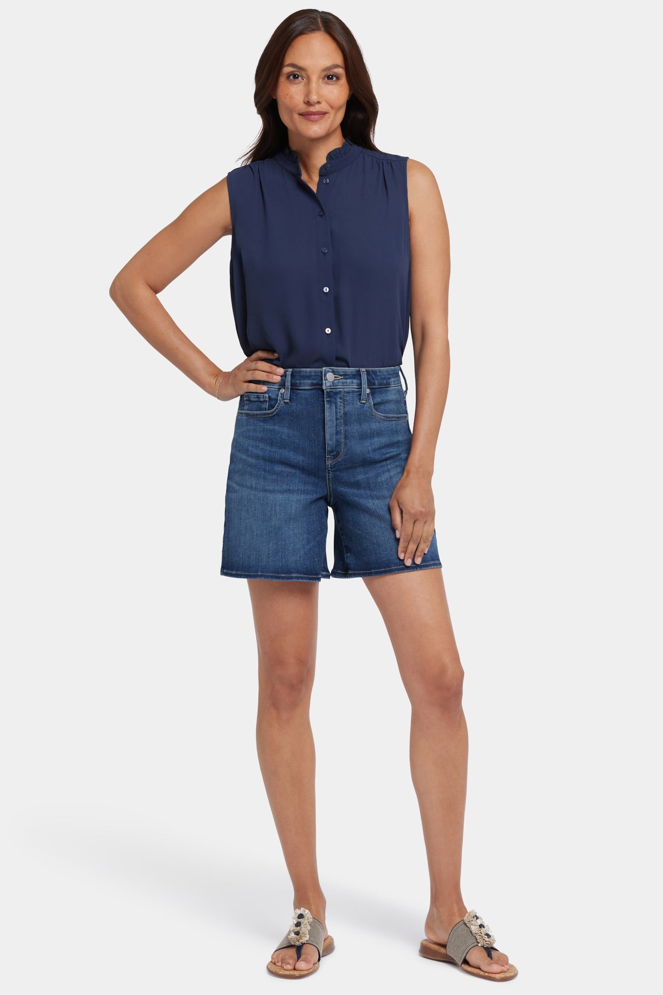 NYDJ Berkyn Relaxed Denim Shorts With Super High Rise - Valencia Surf