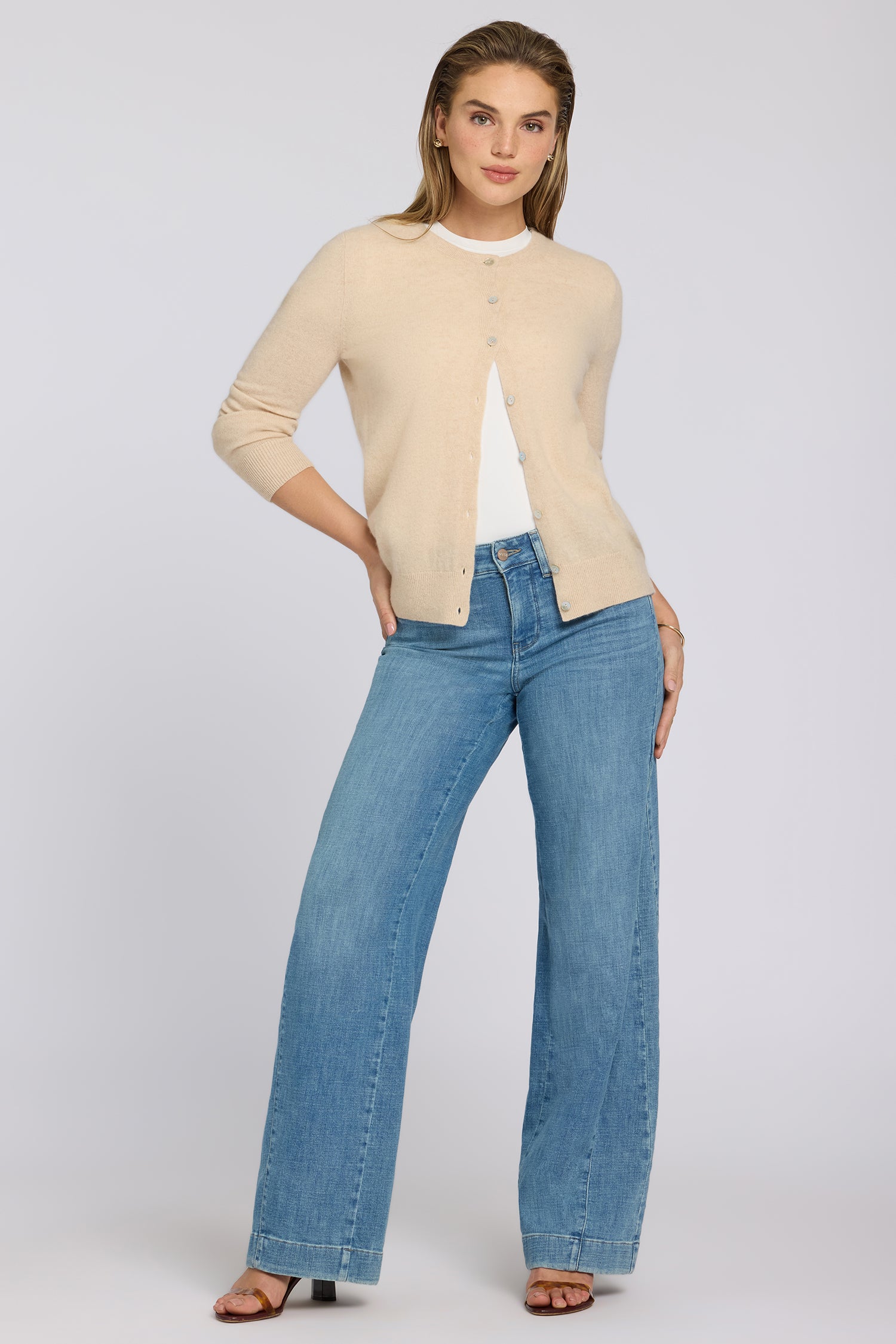 Teresa Wide Leg Jeans With Side Godets - Dawn Rock Blue | NYDJ
