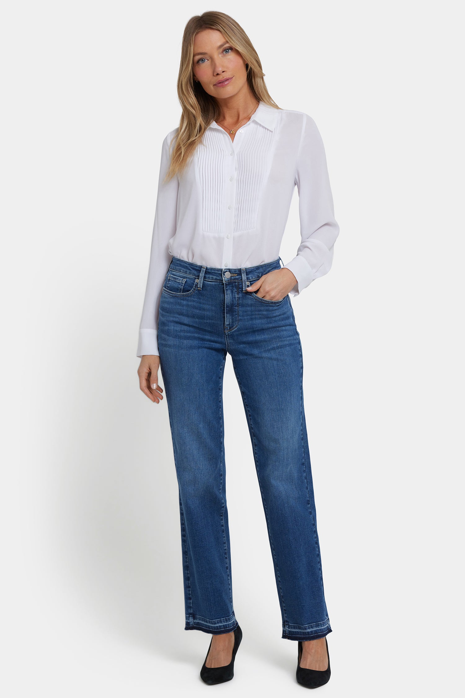 Bailey Relaxed Straight Jeans With High Rise And Released Hems 