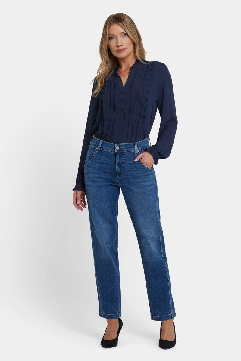 NYDJ Brooke Loose Straight Jeans With Super High Rise - Opera Blue