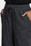 NYDJ Jayne Pull-On Wide Leg Ankle Pants - Black Rinse