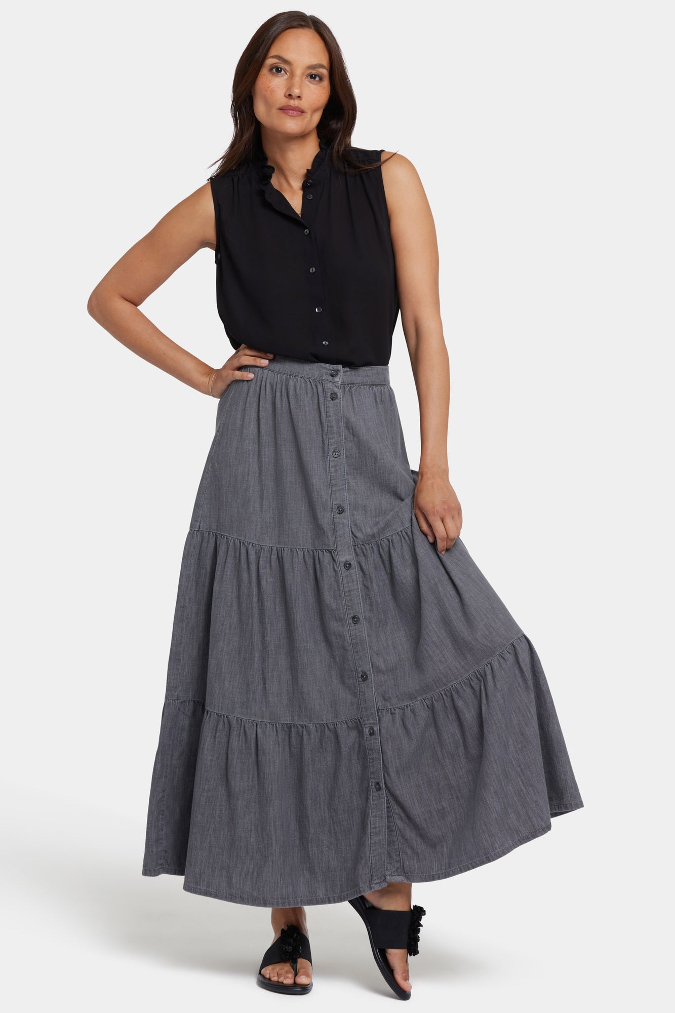 NYDJ Tiered Maxi Skirt - Spanish Rock