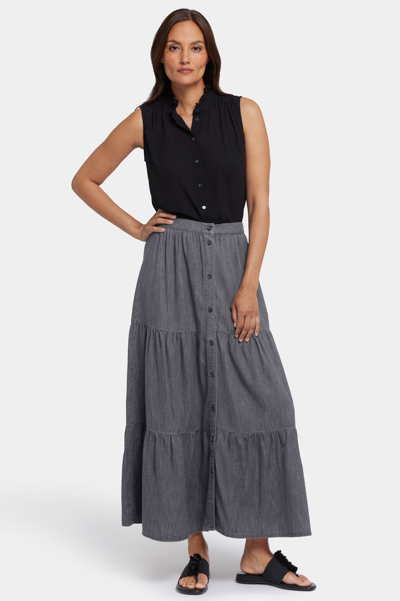 NYDJ Tiered Maxi Skirt - Spanish Rock