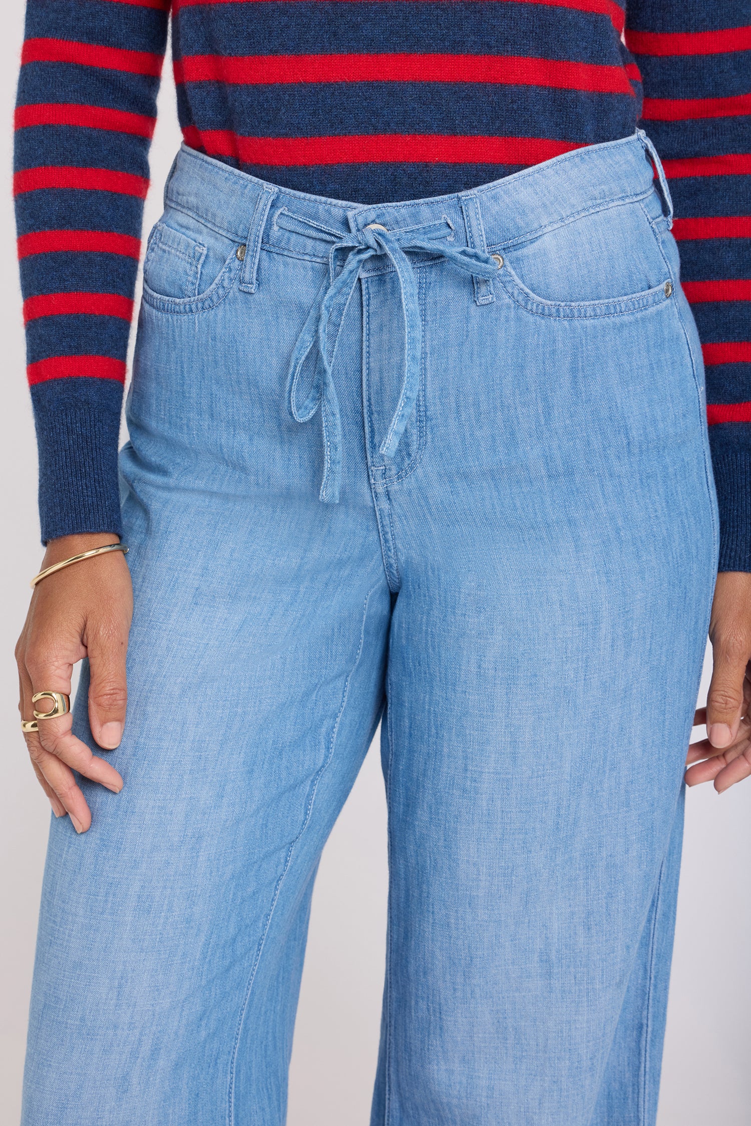 Teresa Wide Leg Jeans With Drawstring Waist - Riviera Sky Blue | NYDJ