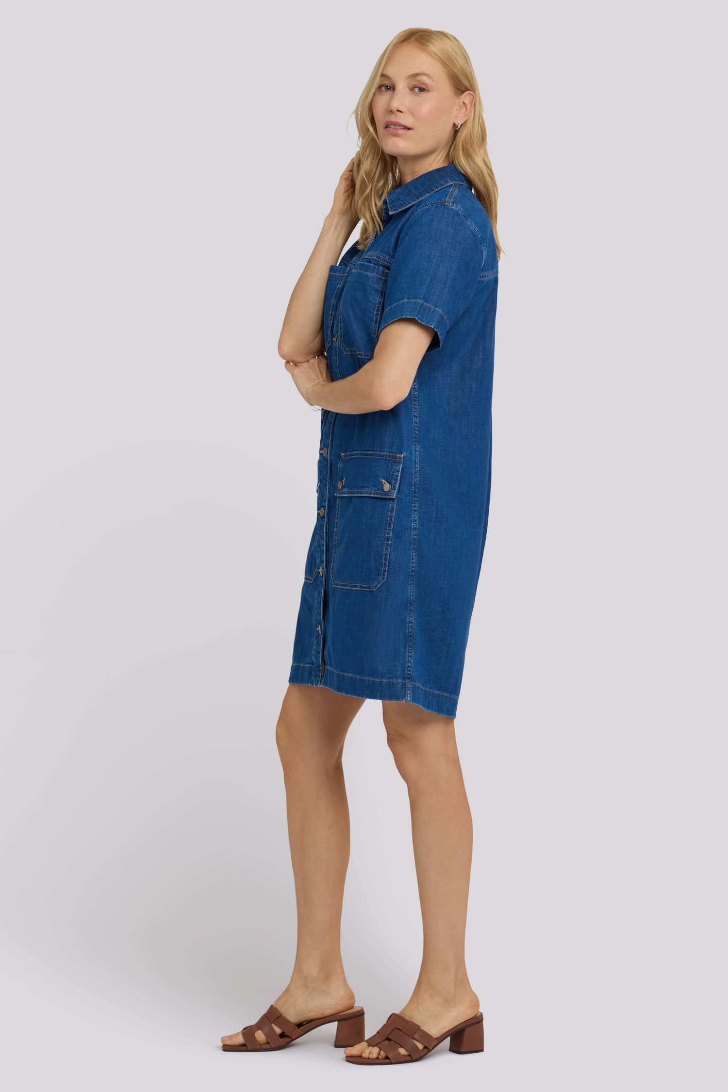 NYDJ Women's Denim Utility Dress - Blue - Size M