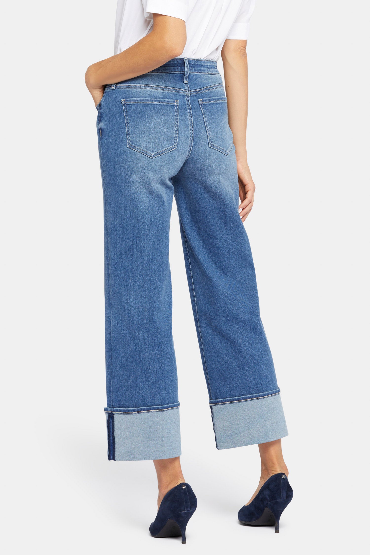 【HI FI FNK】Blues Linen Denim Sheri Slim Ankle Jeans With Frayed Hems - Bilbao Crest Blue