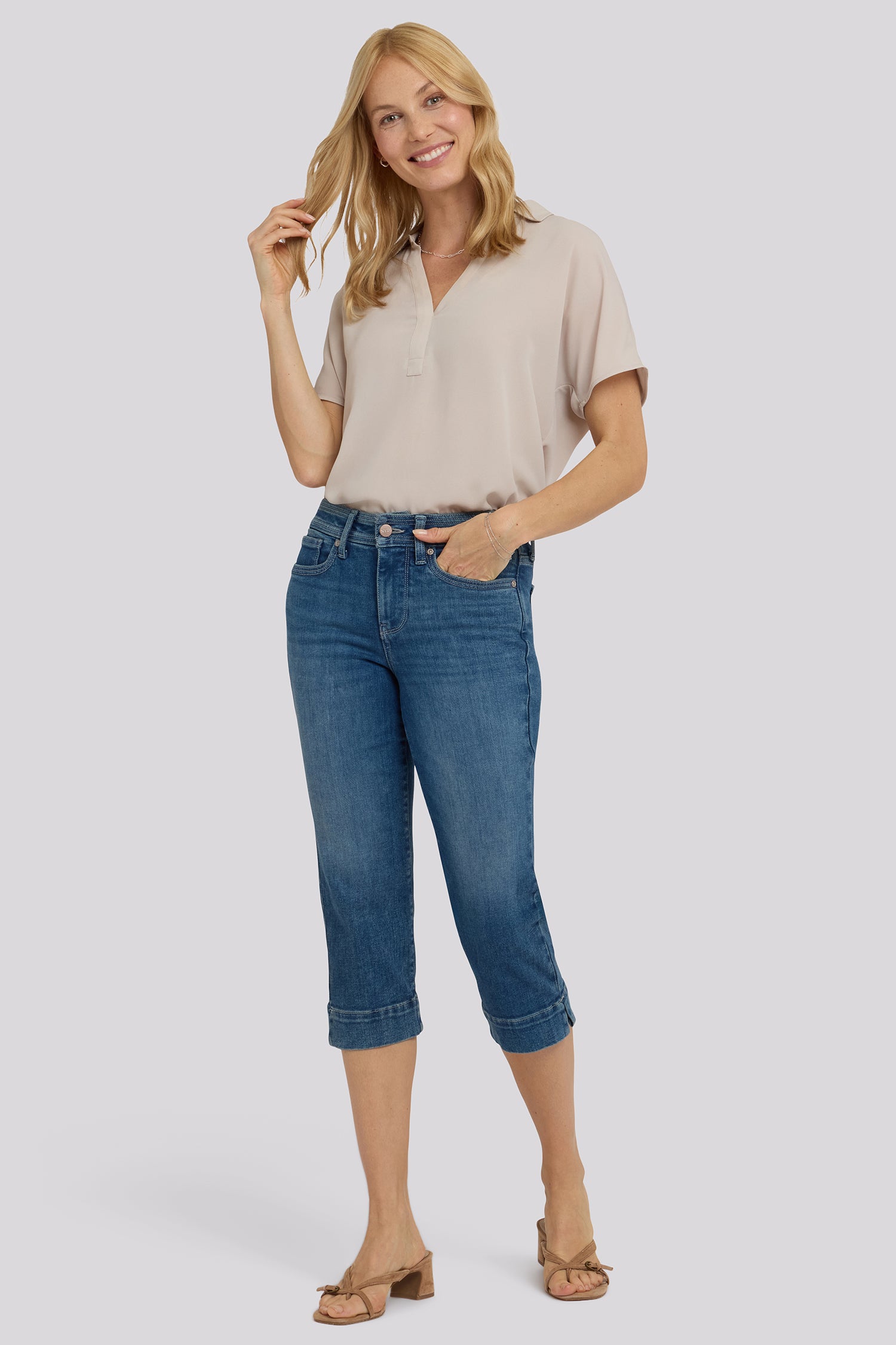 Marilyn Straight Crop Jeans In Re-New™ Denim With Triple Stitching