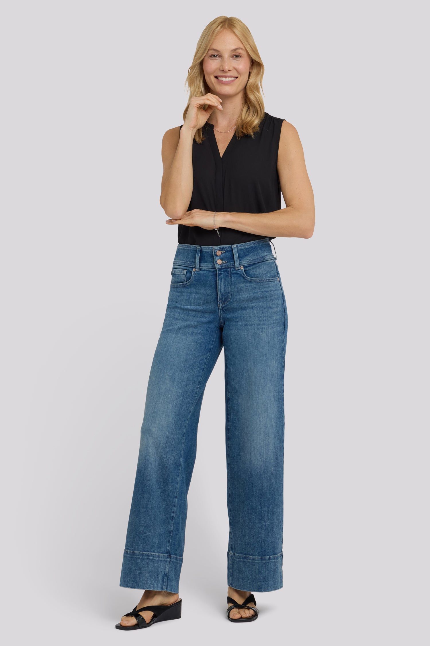 Teresa Wide Leg Jeans In Re-New™ Denim With Double-Button
