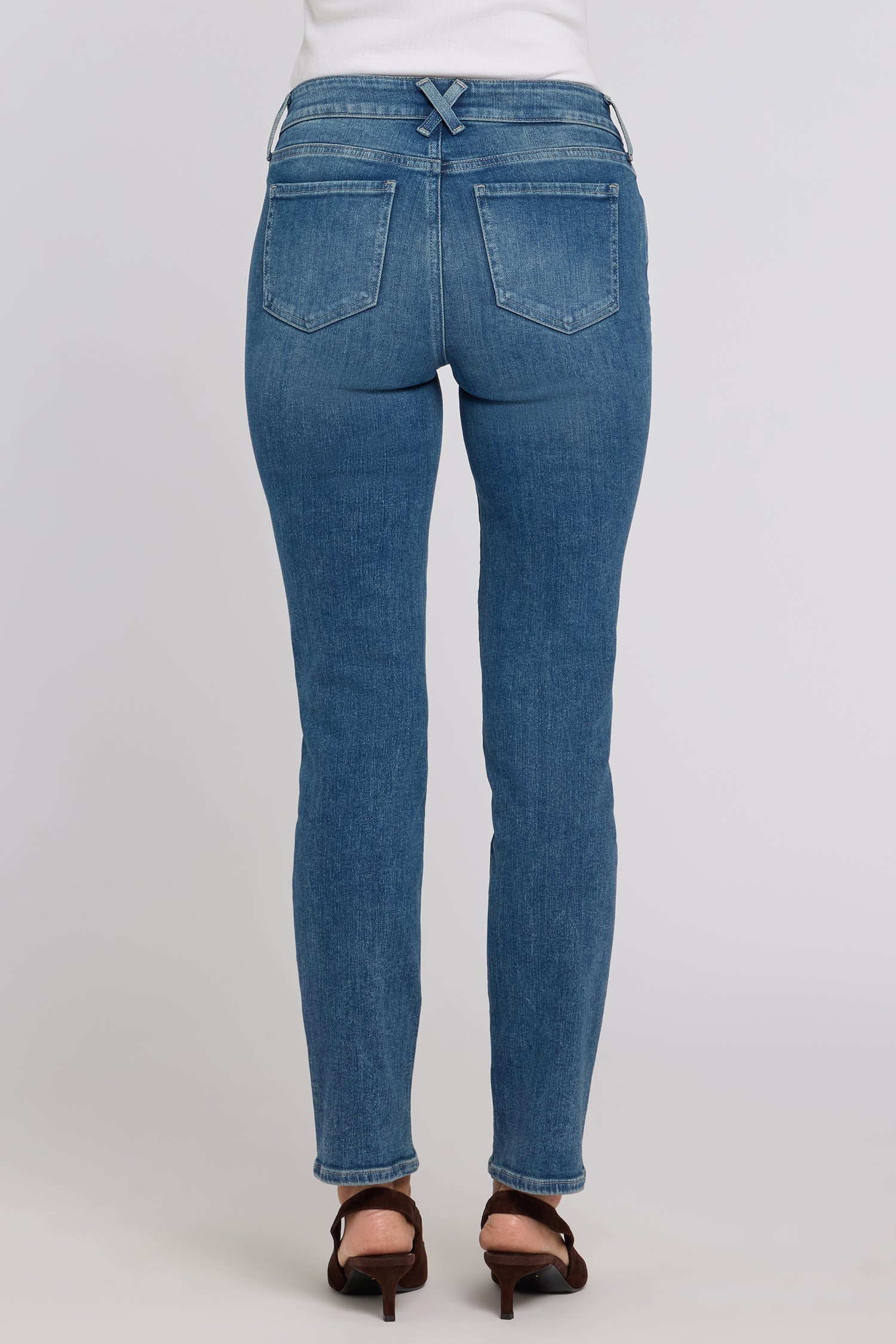 Sheri Slim Straight Jeans In Re-New™ Denim With Criss-Cross Belt Sheri Slim Straight Jeans In Re-New™ Denim With Criss-Cross Belt