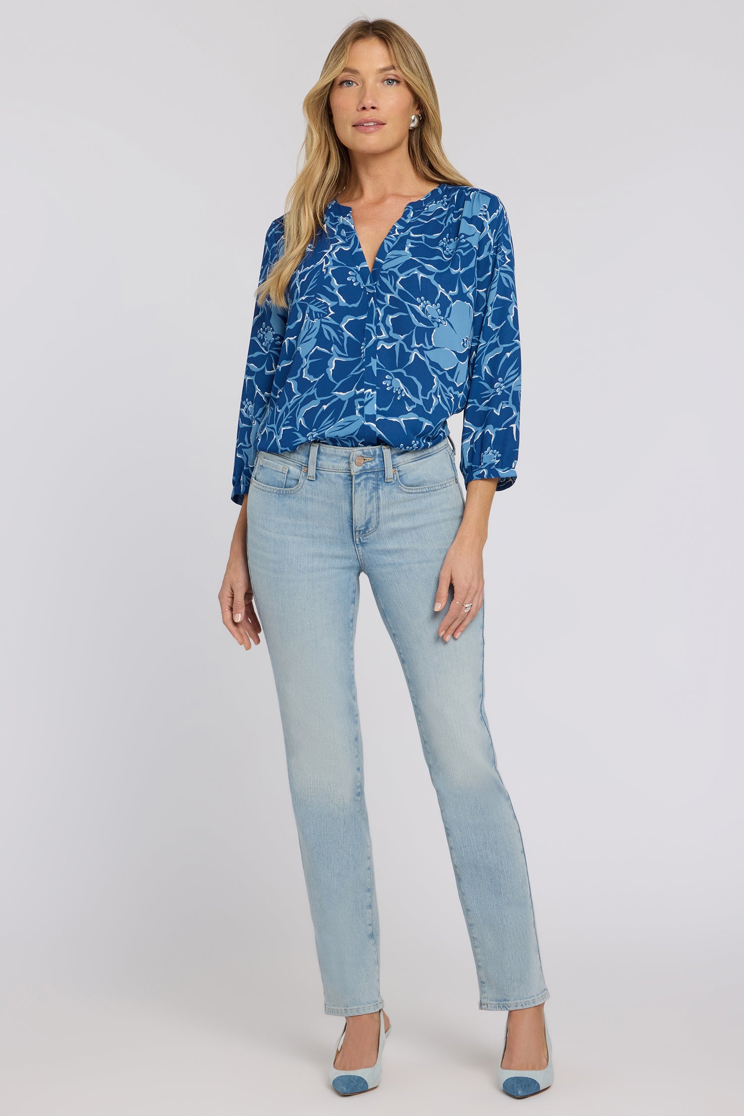 Sheri Slim Straight Jeans In Re-New™ Denim With Criss-Cross Belt Sheri Slim Straight Jeans In Re-New™ Denim With Criss-Cross Belt