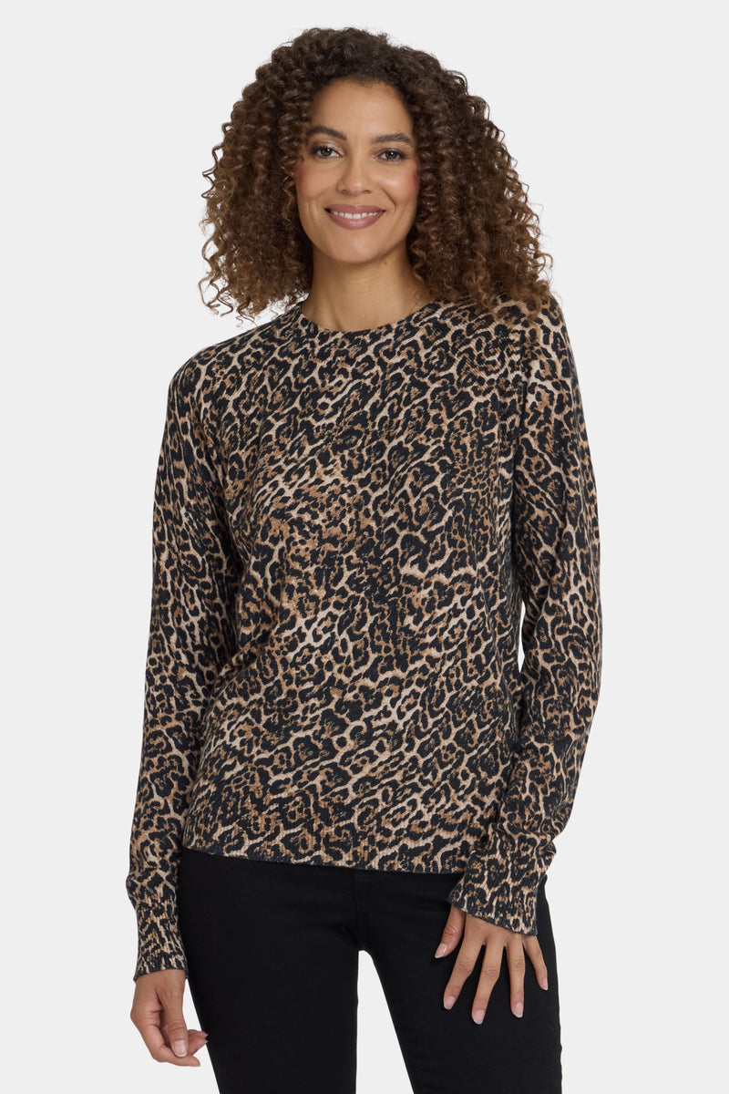 NYDJ Cheetah Crewneck Sweater - Onyx Cheetah