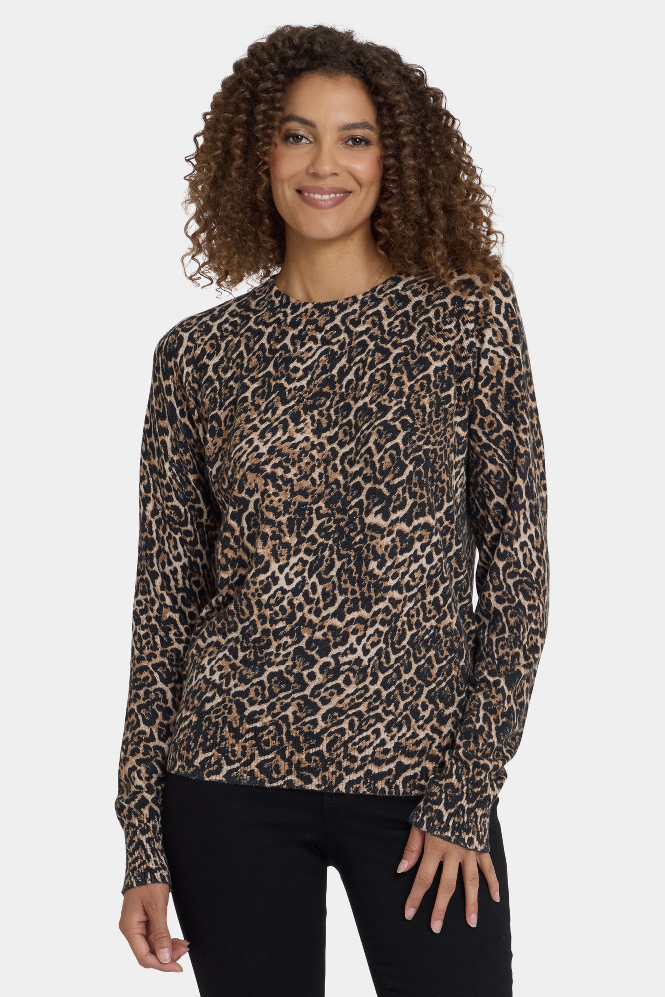 NYDJ Cheetah Crewneck Sweater - Onyx Cheetah