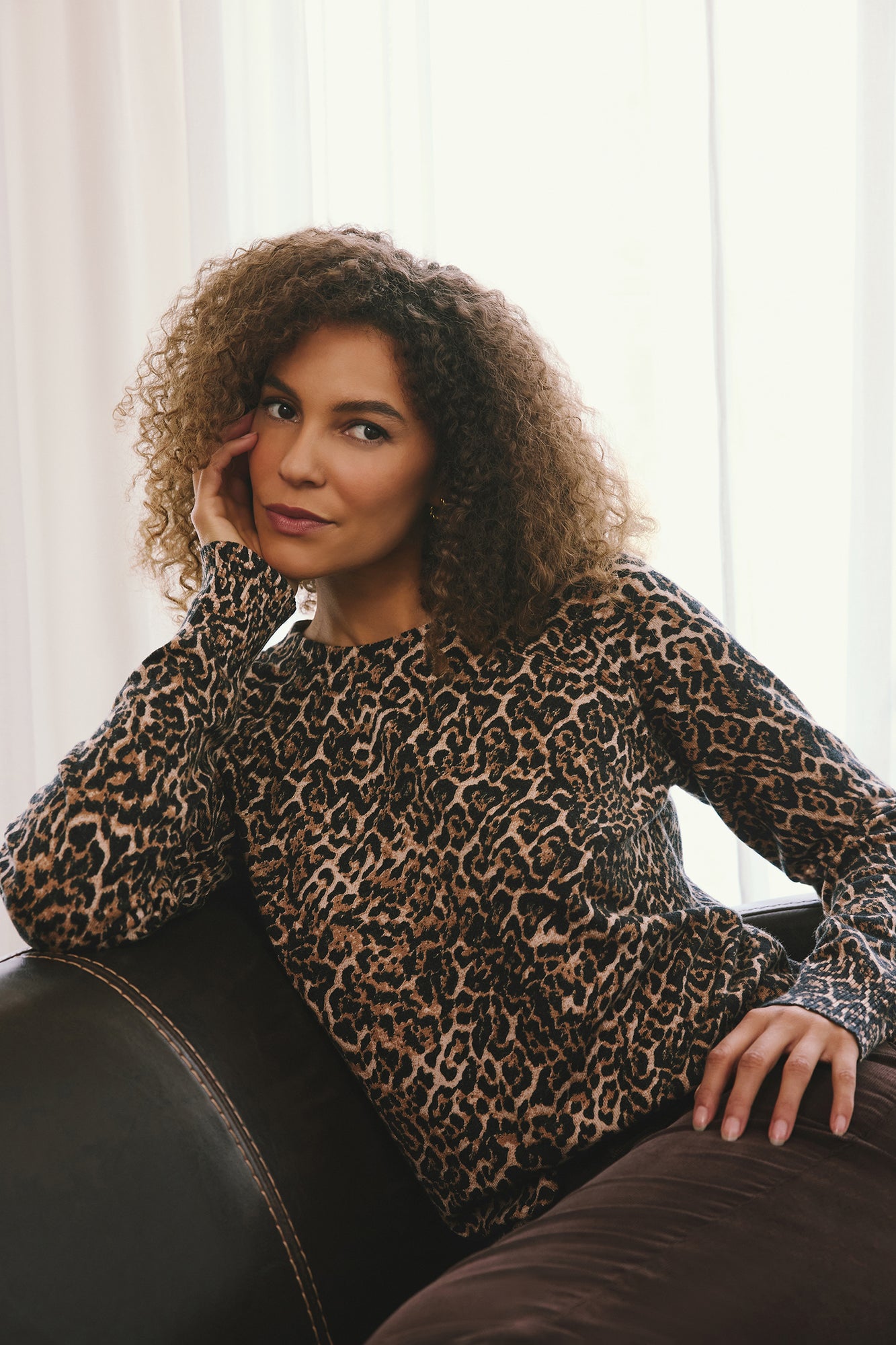 NYDJ Cheetah Crewneck Sweater - Onyx Cheetah