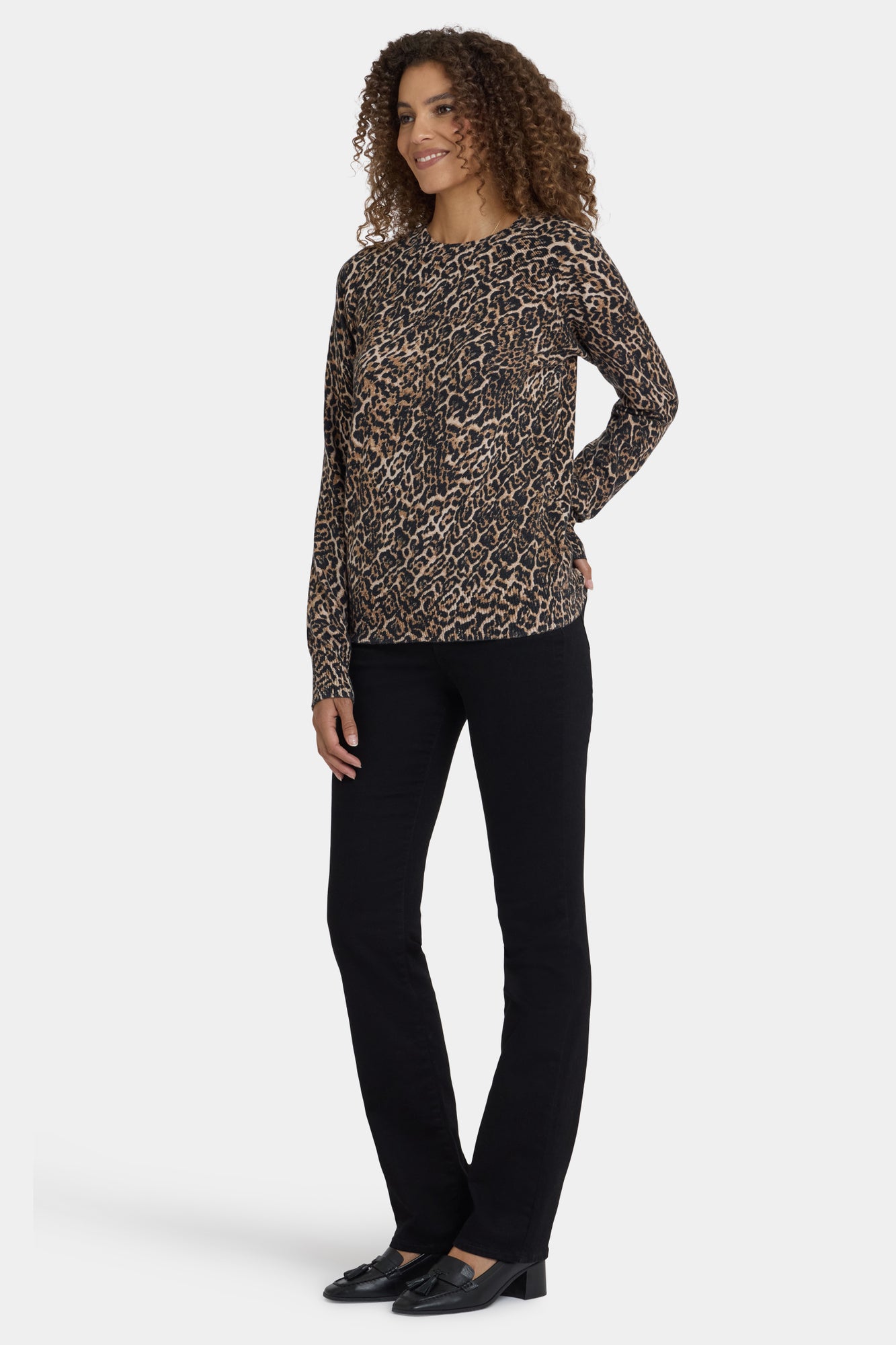 NYDJ Cheetah Crewneck Sweater - Onyx Cheetah
