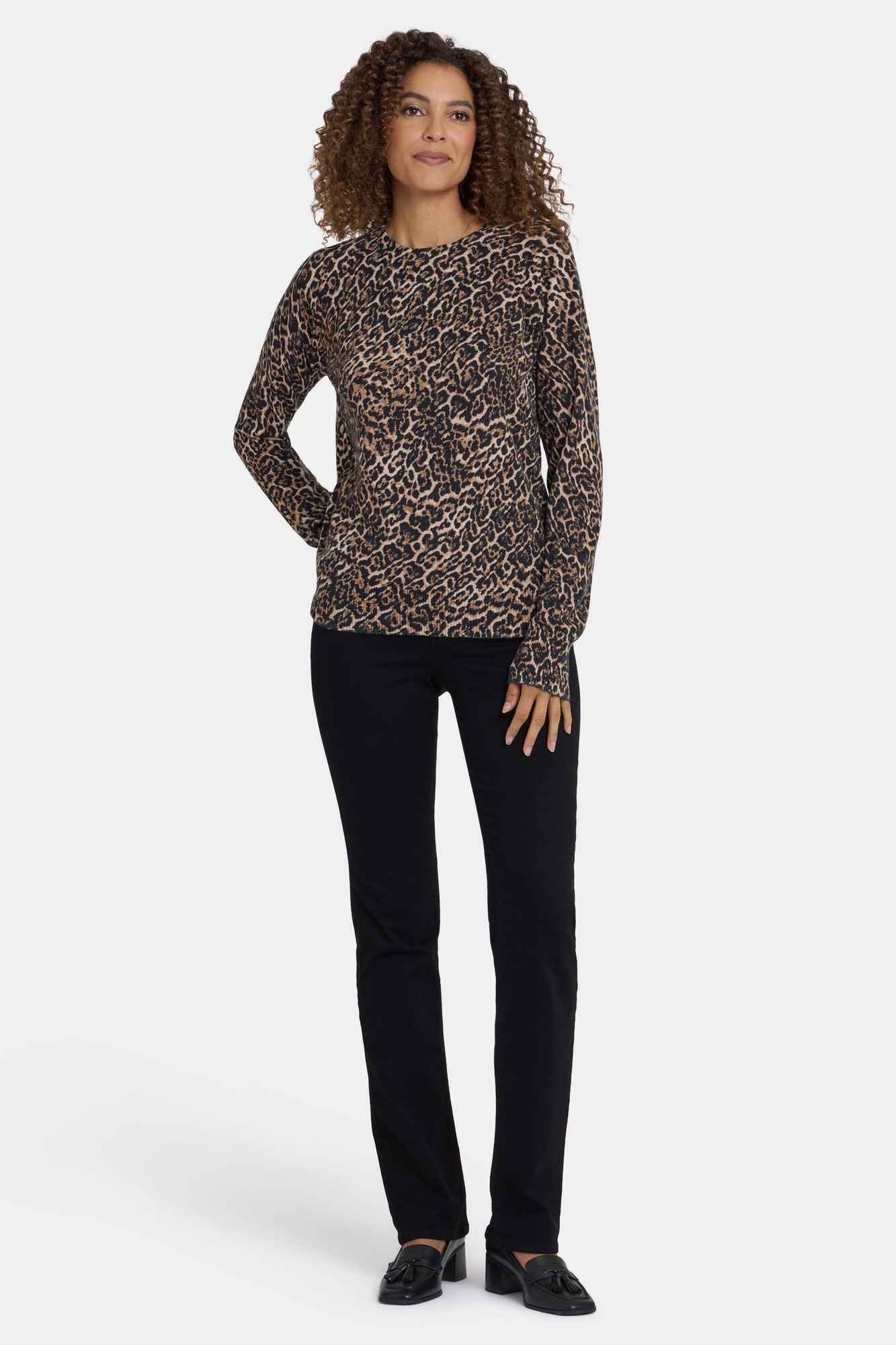 NYDJ Cheetah Crewneck Sweater - Onyx Cheetah