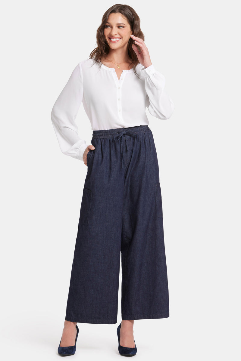 NYDJ Whitney Pull-On Cargo Ankle Pants - Bay Blue