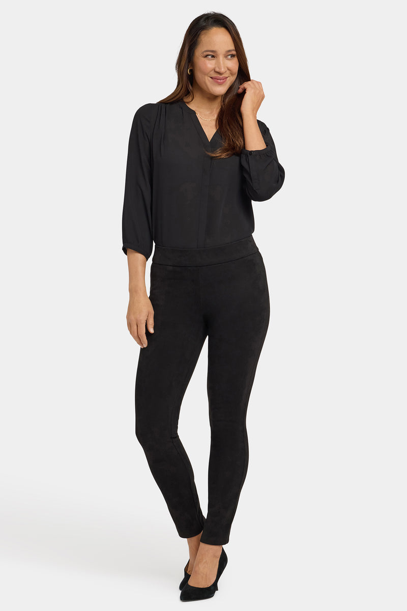 NYDJ Basic Legging Pants In Stretch Faux Suede - Black