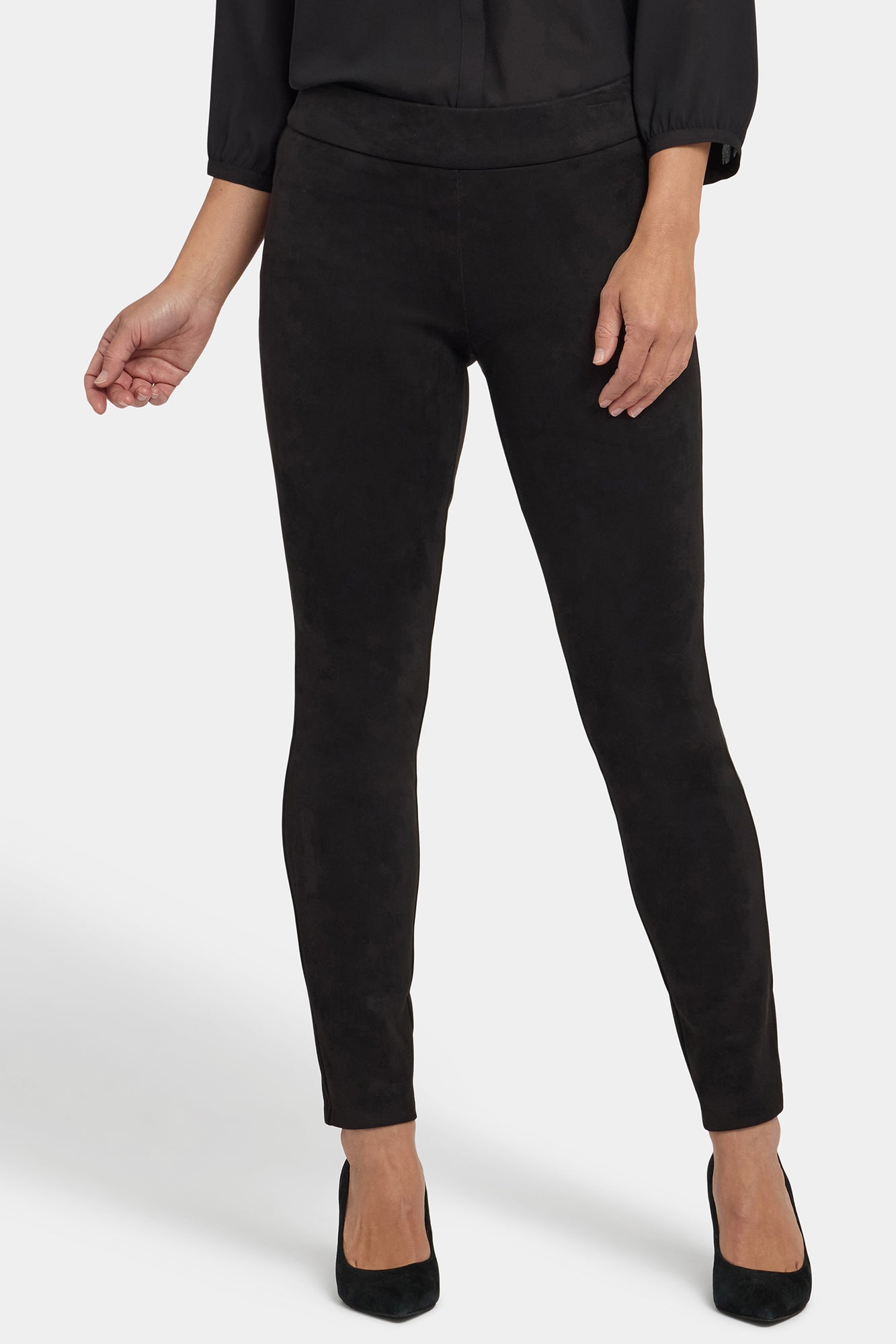NYDJ Basic Legging Pants In Stretch Faux Suede - Black