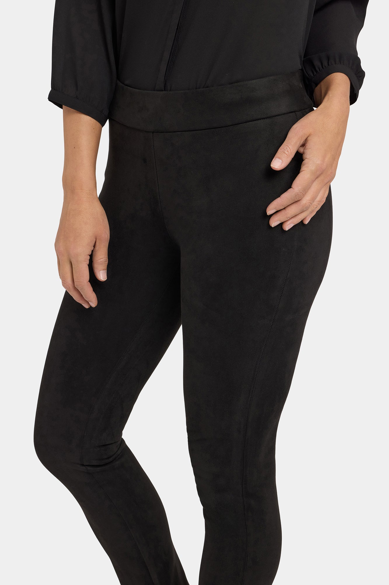 NYDJ Basic Legging Pants In Stretch Faux Suede - Black