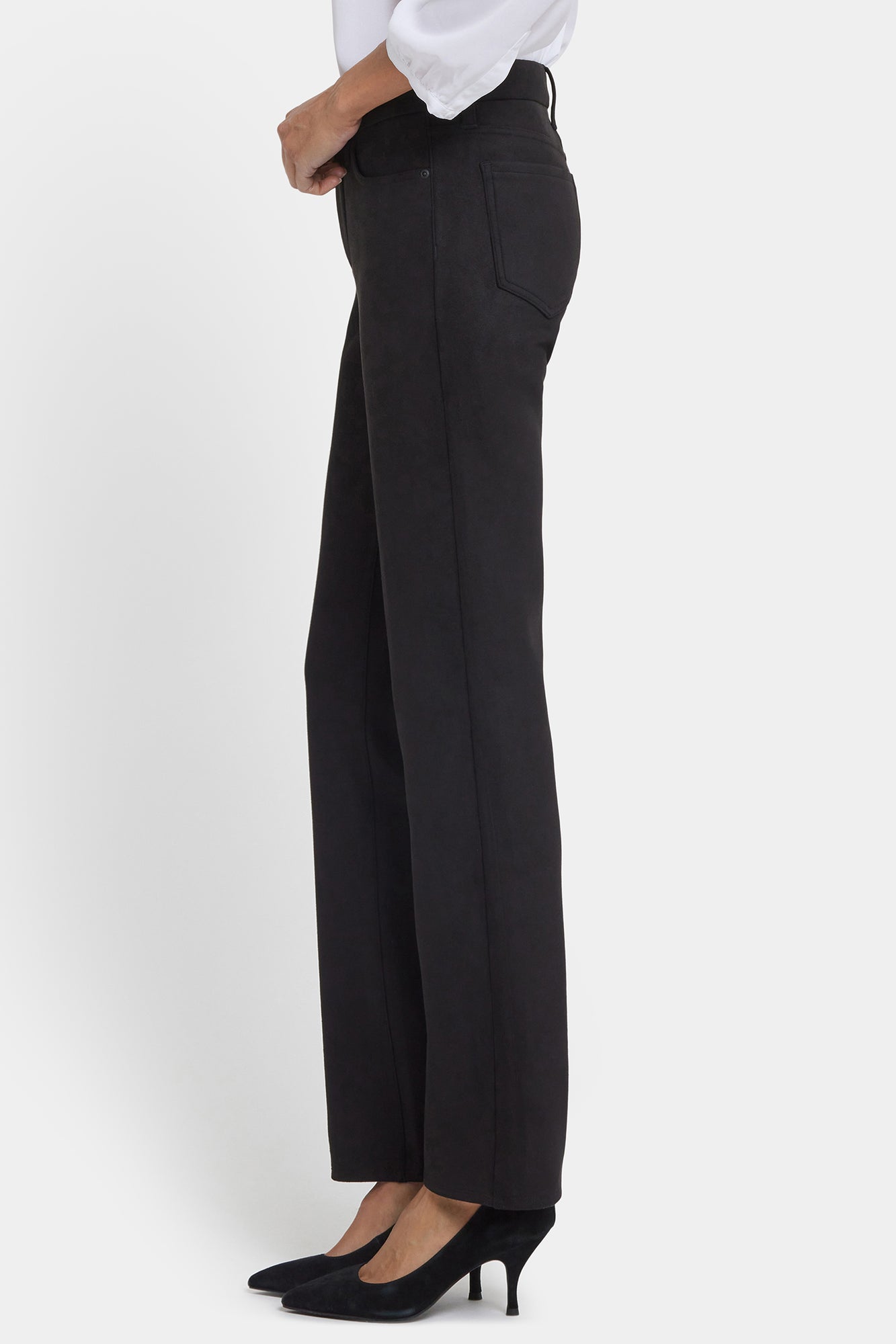 NYDJ Marilyn Straight Pants In Stretch Faux Suede - Black