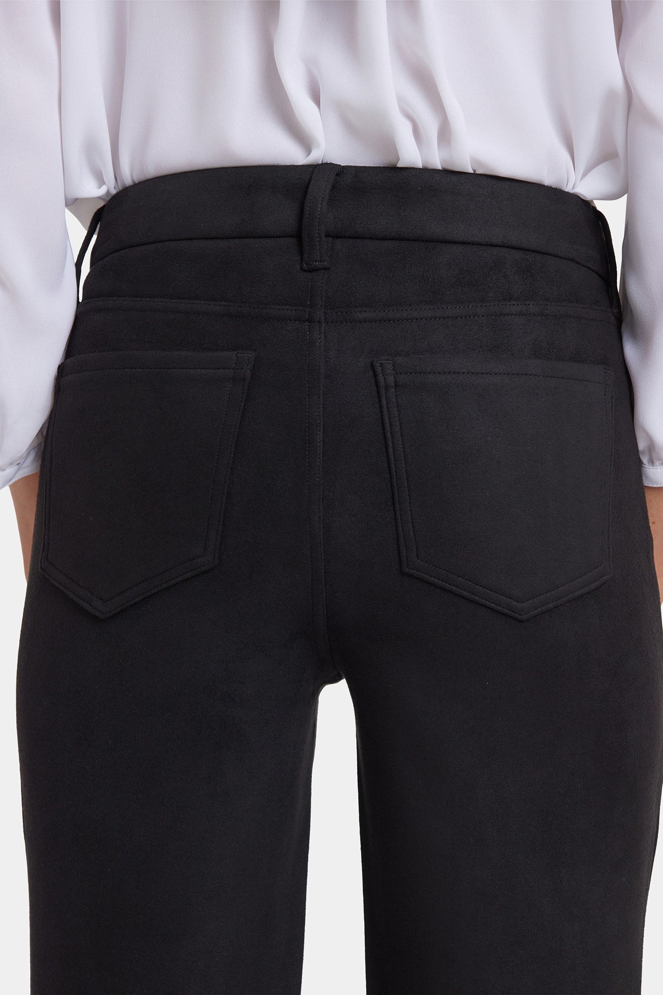 NYDJ Marilyn Straight Pants In Stretch Faux Suede - Black