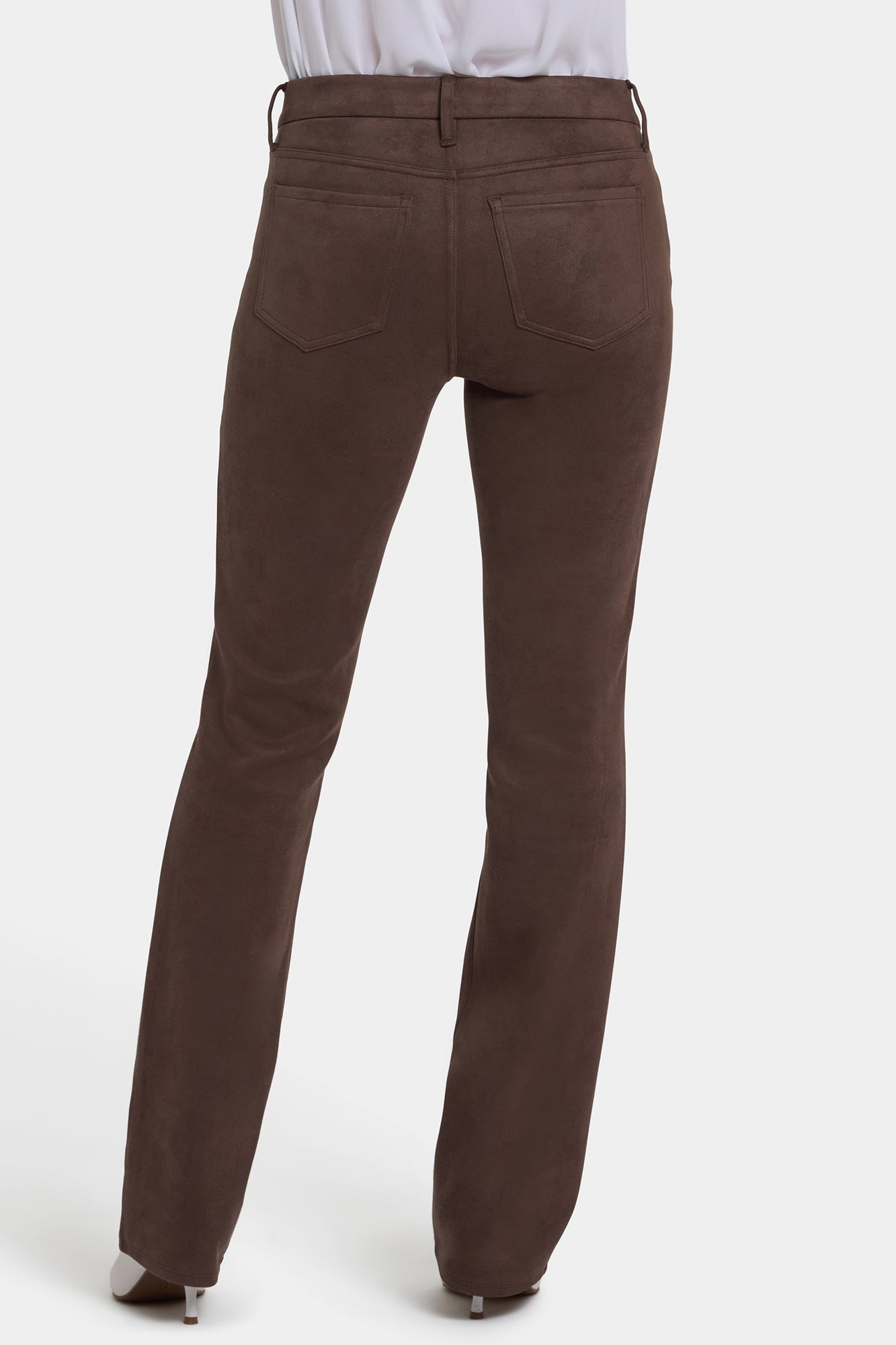 NYDJ Marilyn Straight Pants In Stretch Faux Suede - Coffee Bean