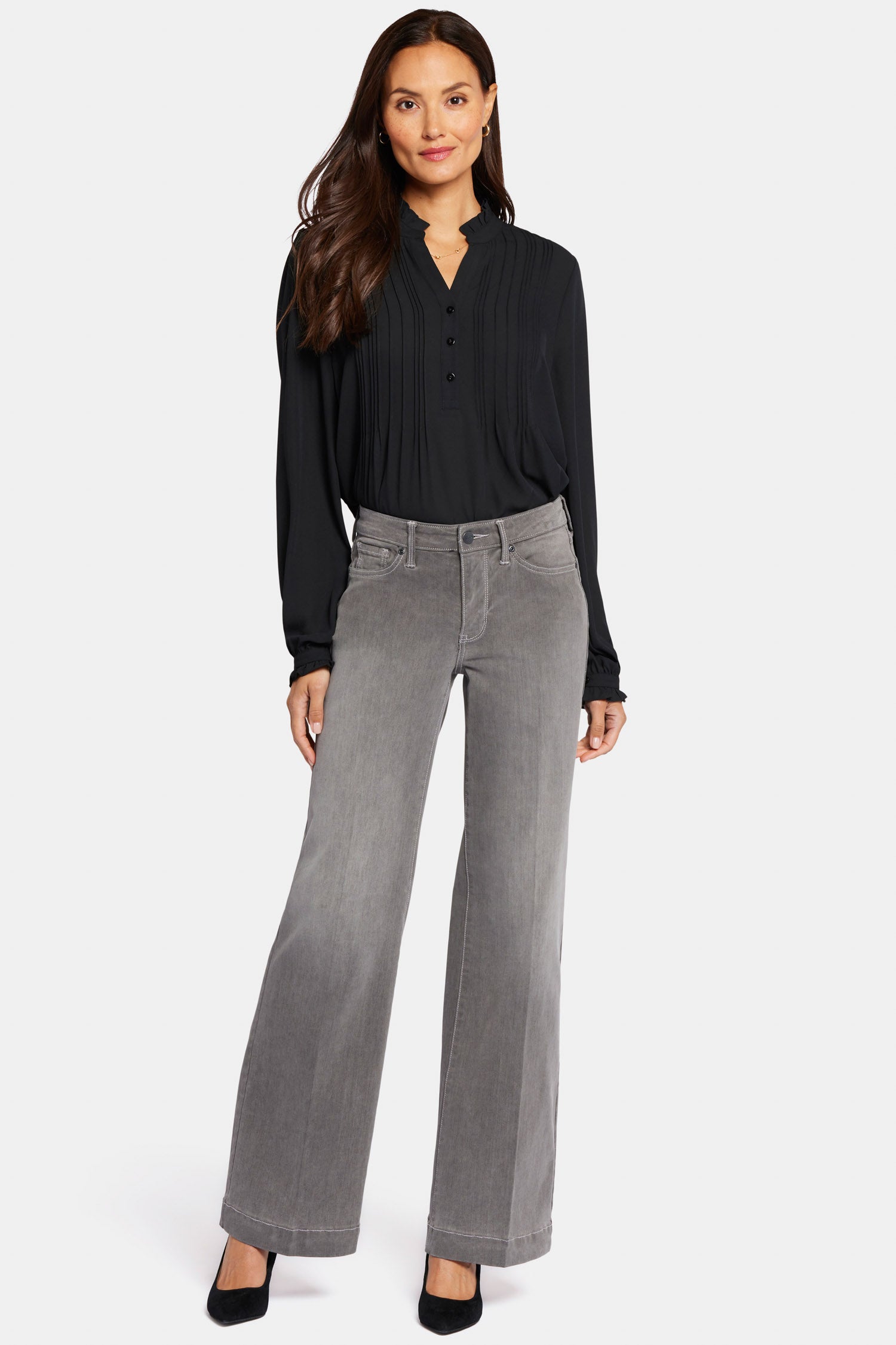 Teresa Wide Leg Jeans In Plus Size With High Rise And Raw Hems