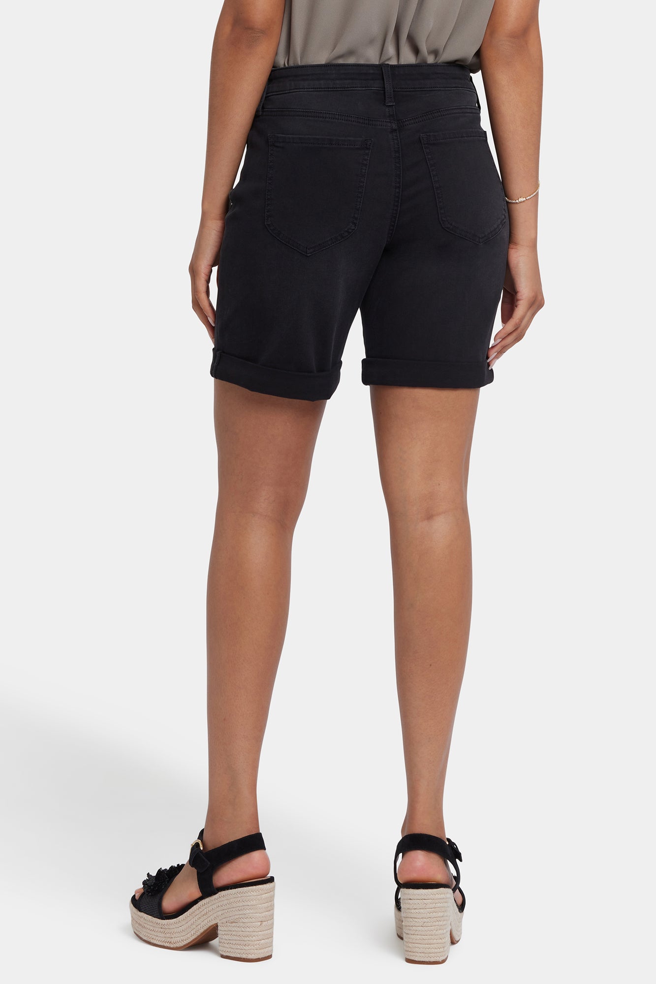 NYDJ Diana Relaxed Denim Shorts With Roll Cuffs - Cadiz Royal