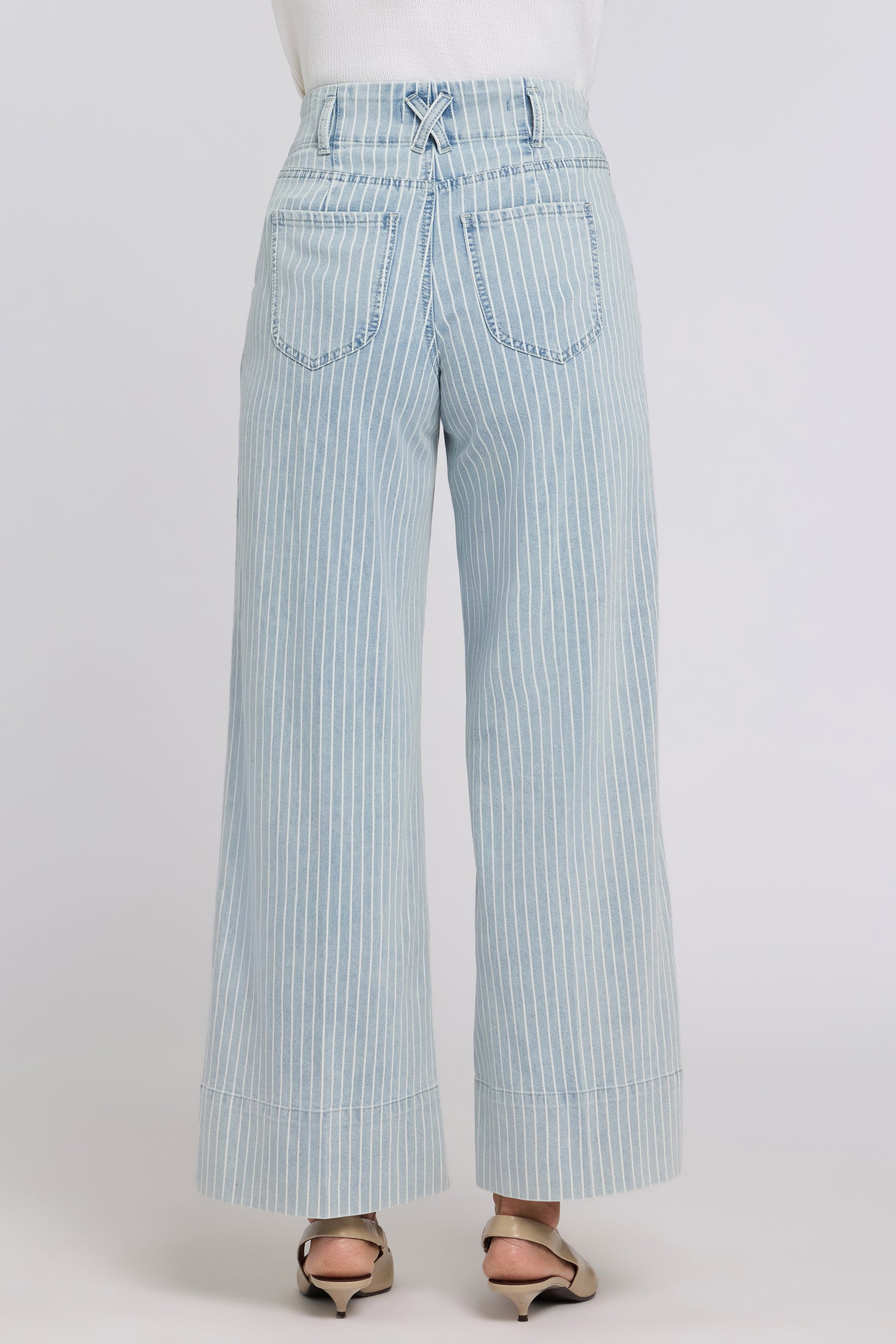 マーク⭐︎ENOF straight denim pants L size Simone Wide Leg Jeans With High Rise, Criss-Cross Belt Loop And 4