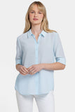 NYDJ Riley Silk Elbow Sleeved Blouse - Aquatic