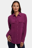 NYDJ Lauren Silk Blouse - Plum