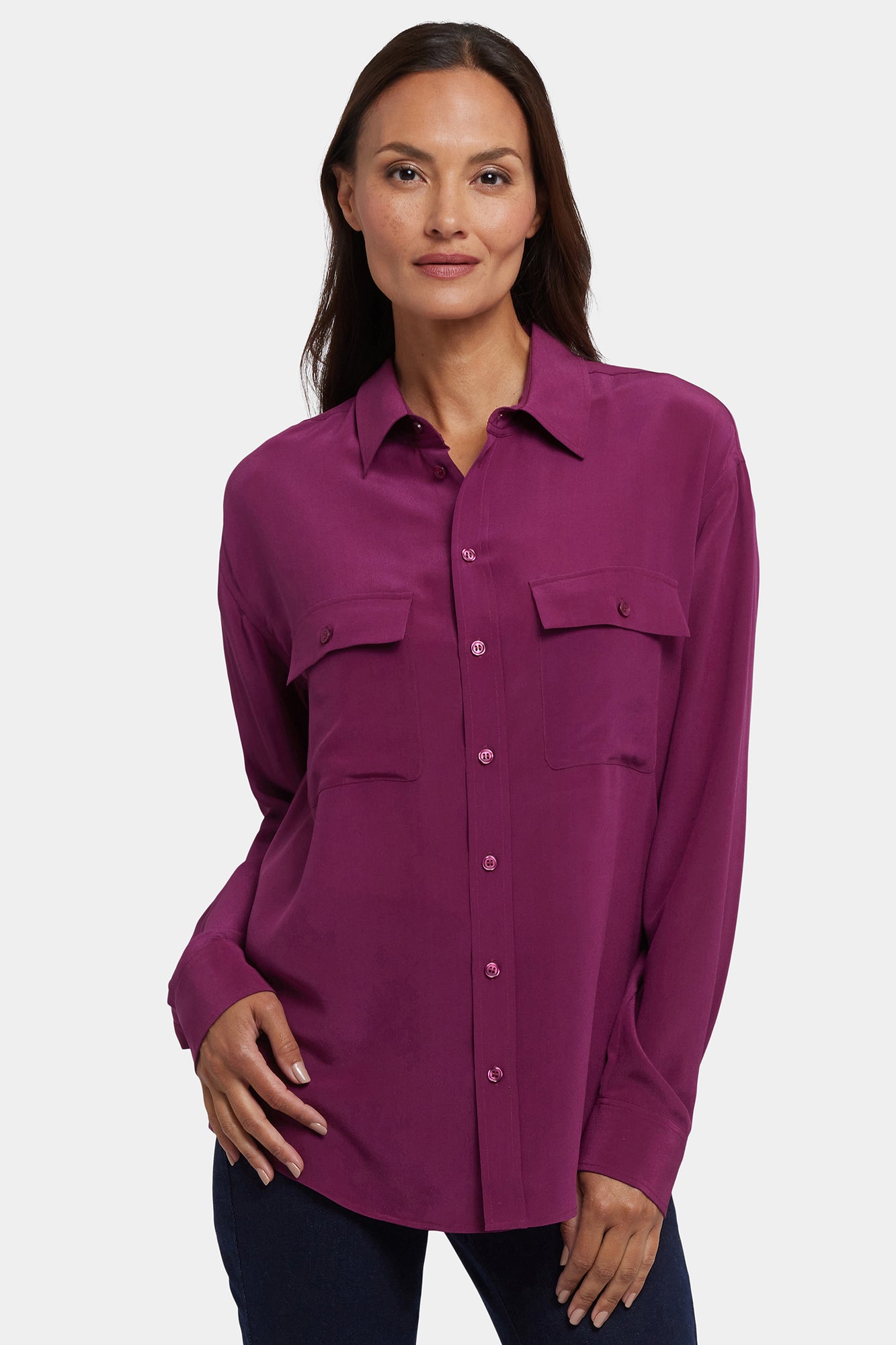 NYDJ Lauren Silk Blouse - Plum