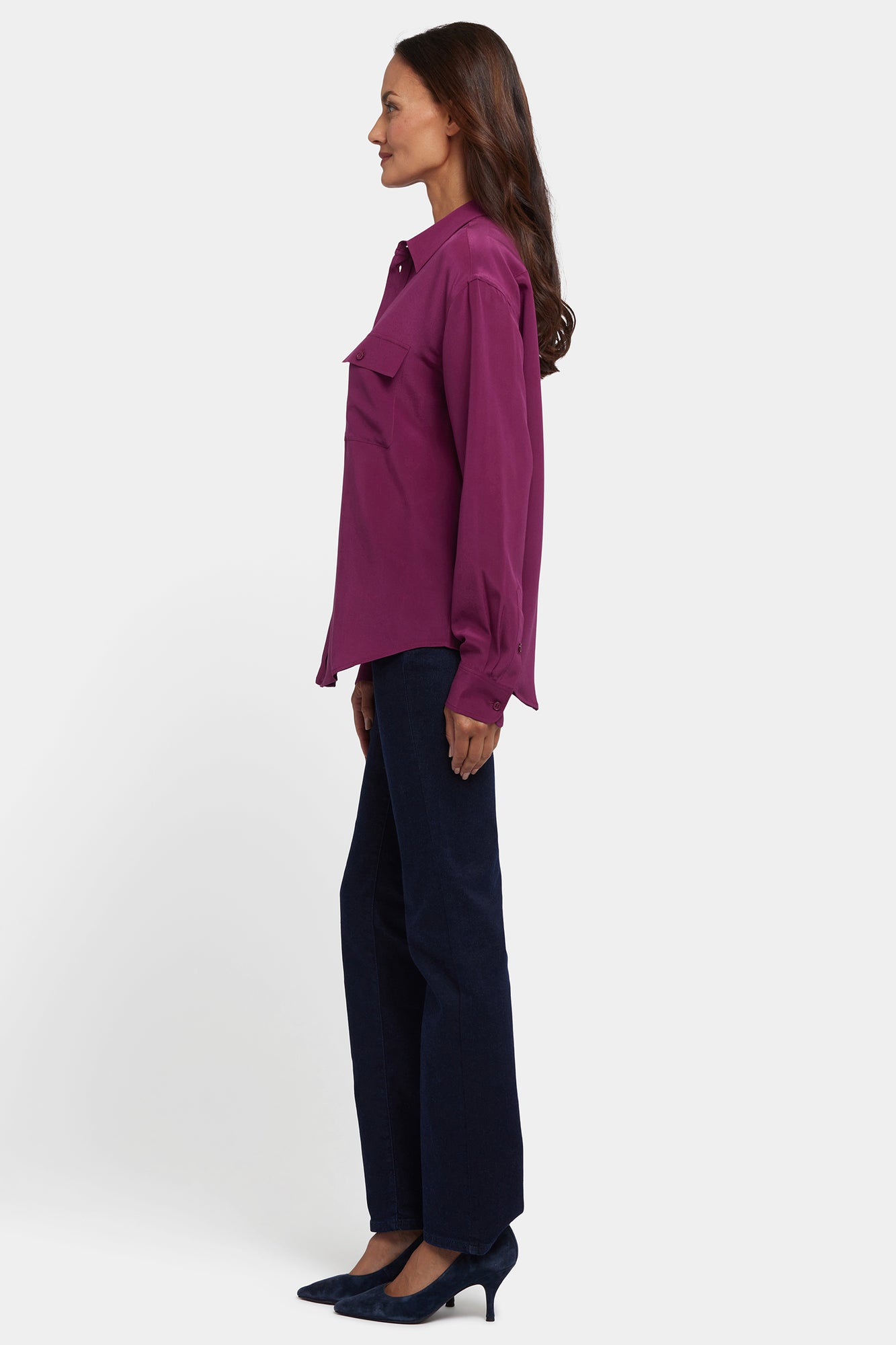 NYDJ Lauren Silk Blouse - Plum