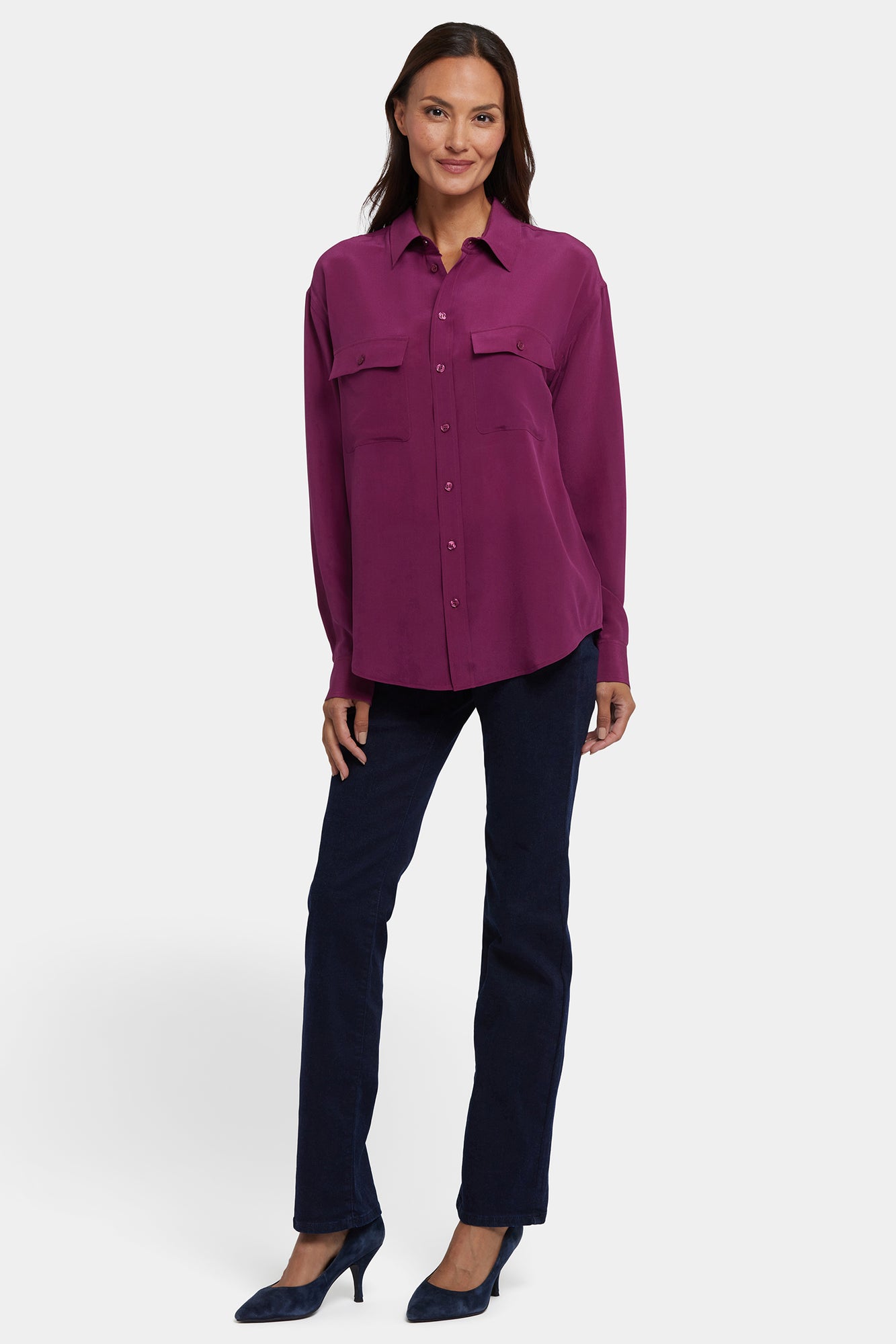 NYDJ Lauren Silk Blouse - Plum