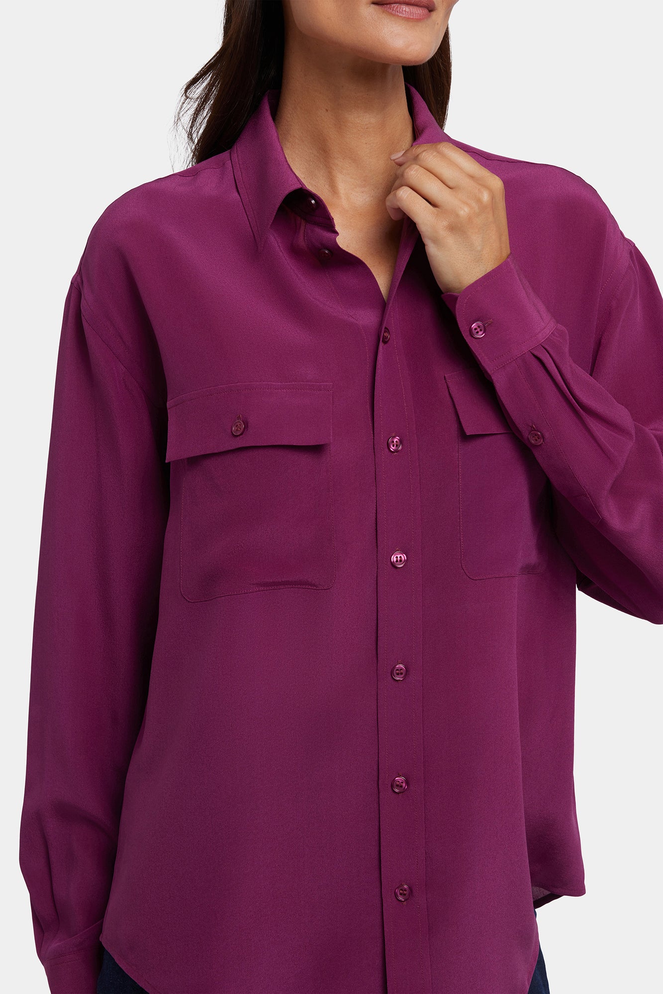 NYDJ Lauren Silk Blouse - Plum