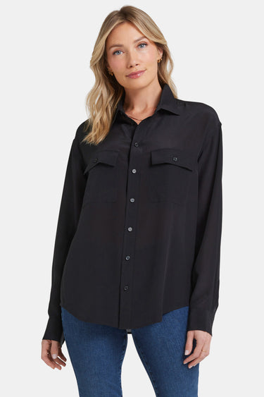 NYDJ Lauren Silk Blouse - Black