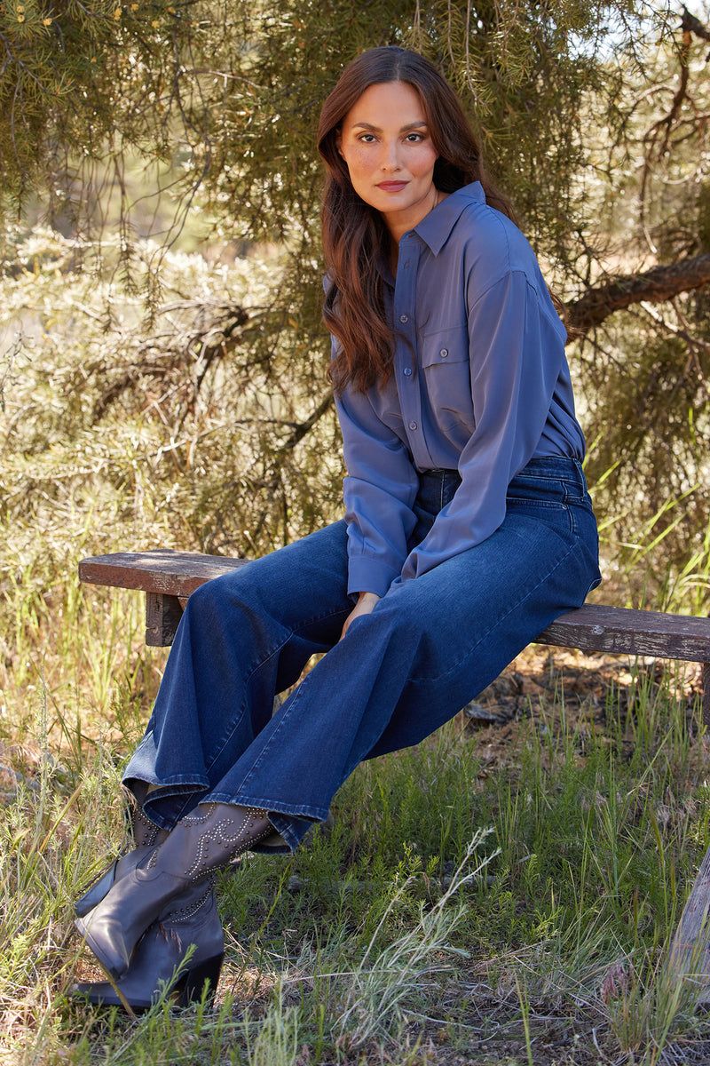 NYDJ Lauren Silk Blouse - Cascade Lake