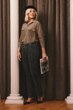 NYDJ Lauren Silk Blouse - Dark Wood