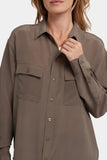 NYDJ Lauren Silk Blouse - Dark Wood