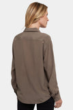 NYDJ Lauren Silk Blouse - Dark Wood