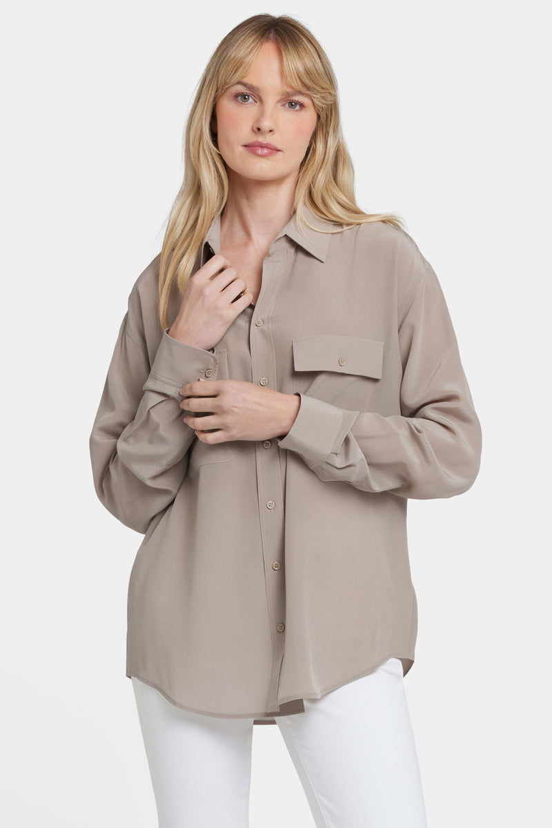 NYDJ Lauren Silk Blouse - Saddlewood