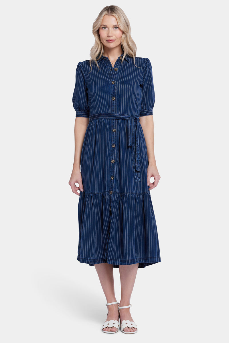 NYDJ Kate Ruffle Dress - Dark Ocean