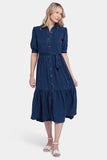 NYDJ Kate Ruffle Dress - Dark Ocean