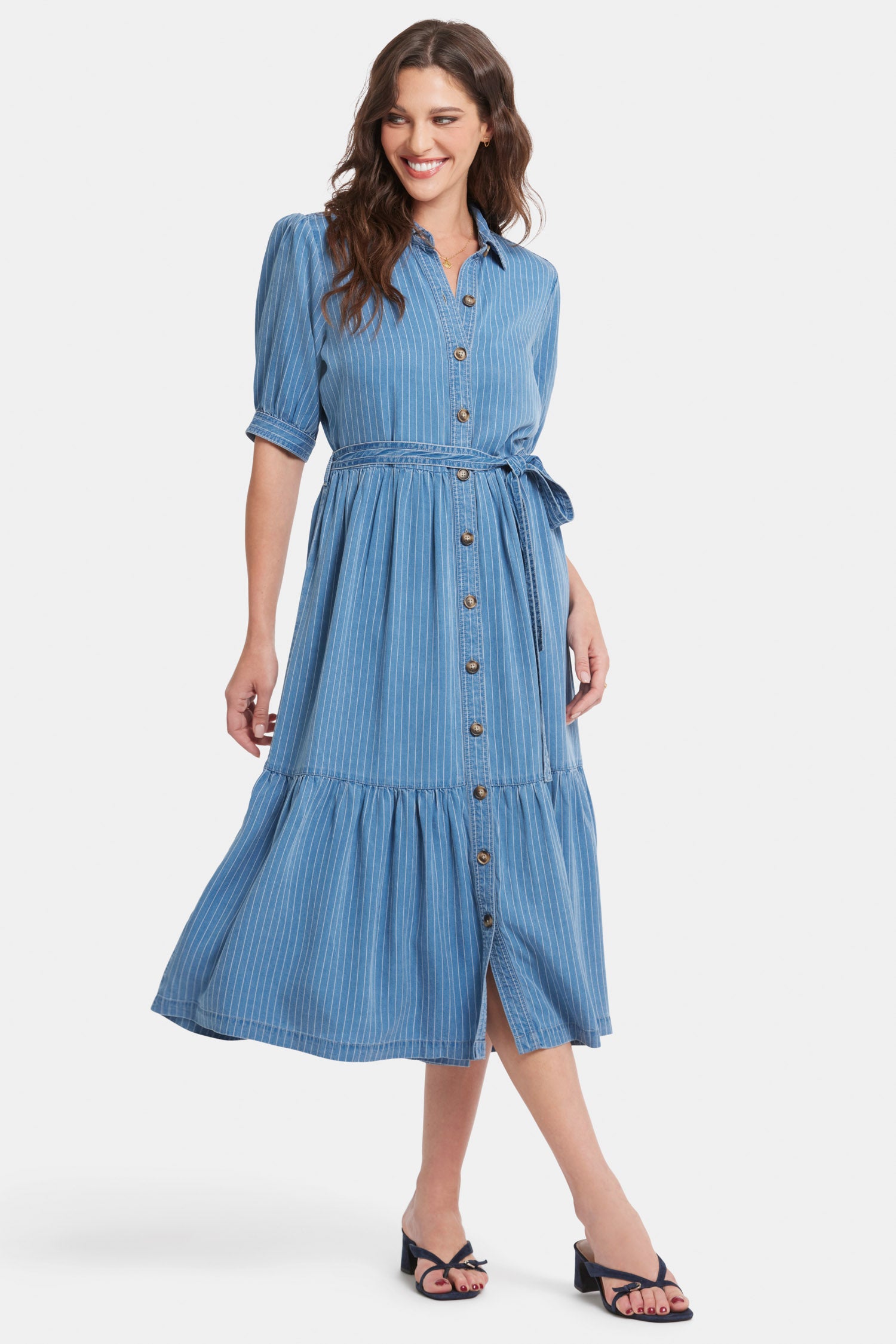 flowy denim dress NYDJ Kate Ruffle Dress