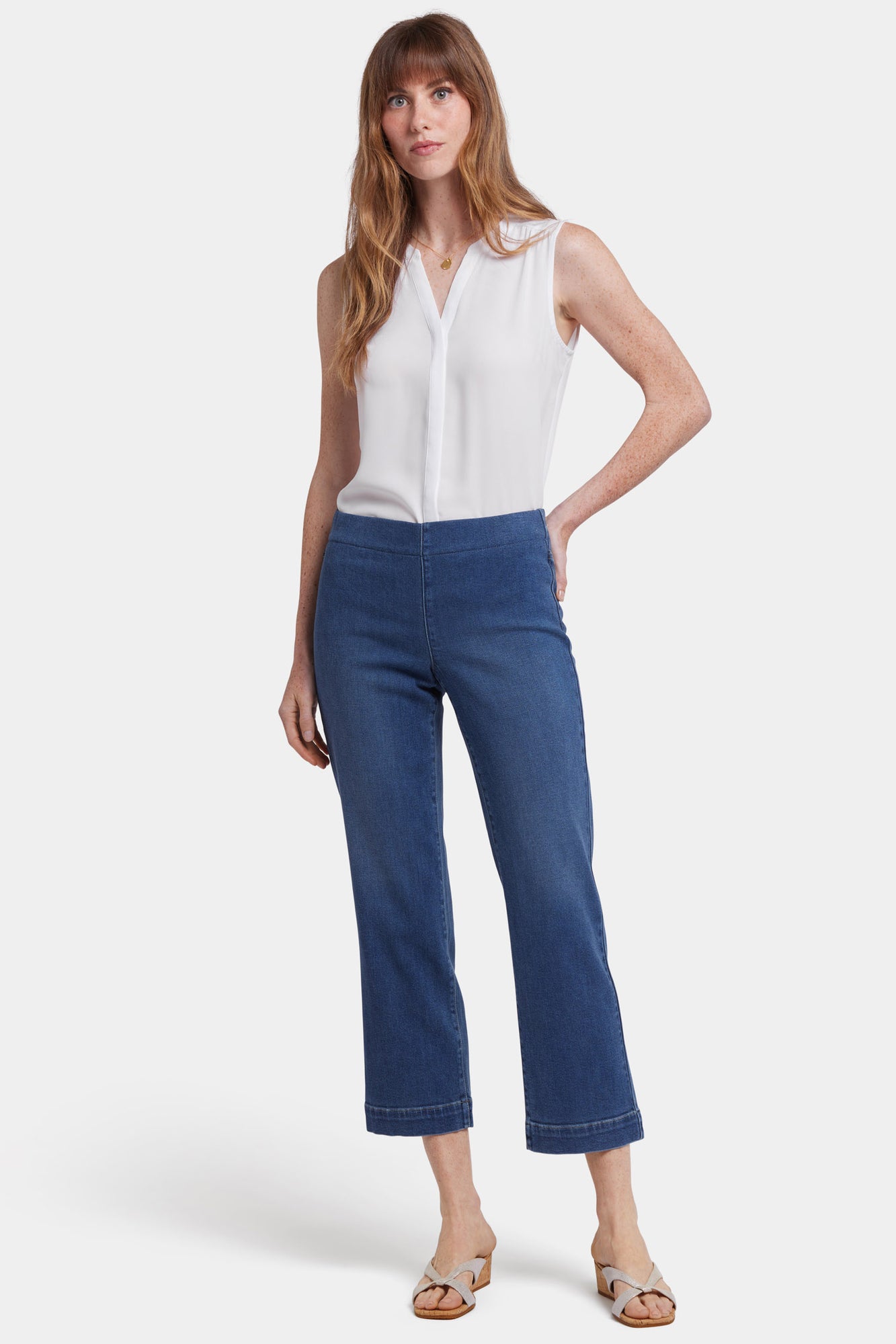 NYDJ Bailey Relaxed Straight Ankle Pull-On Jeans In Soft-Contour Denim™ - Valencia Surf