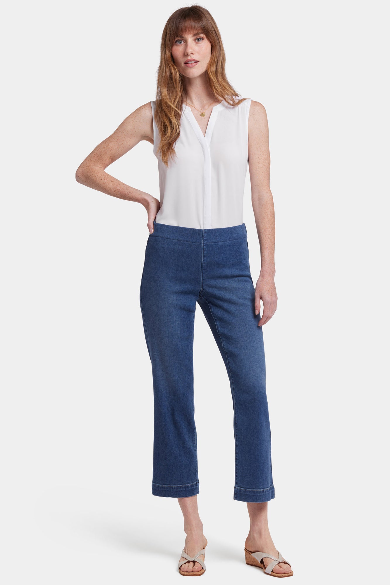 NYDJ Bailey Relaxed Straight Ankle Pull-On Jeans In Soft-Contour Denim™ - Valencia Surf