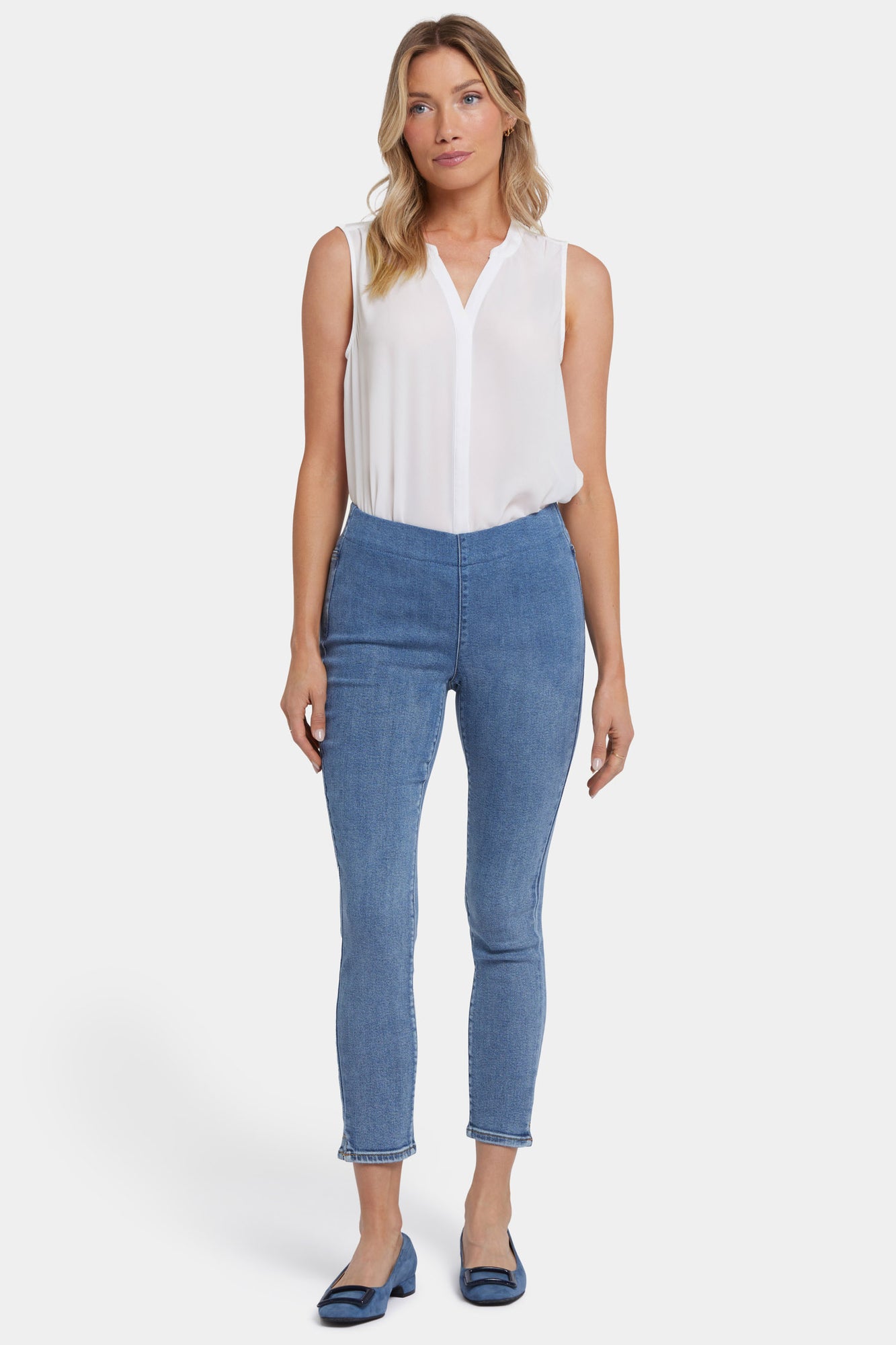 NYDJ Ami Skinny Ankle Pull-On Jeans In Soft-Contour Denim™ With Side Slits - Minorca Isle